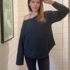 FP Beach Black Off Shoulder Long Sleeve Top Oversized Size M
